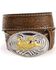 Image #1 - Nocona Boys' Floral Leather Belt, Brown, hi-res
