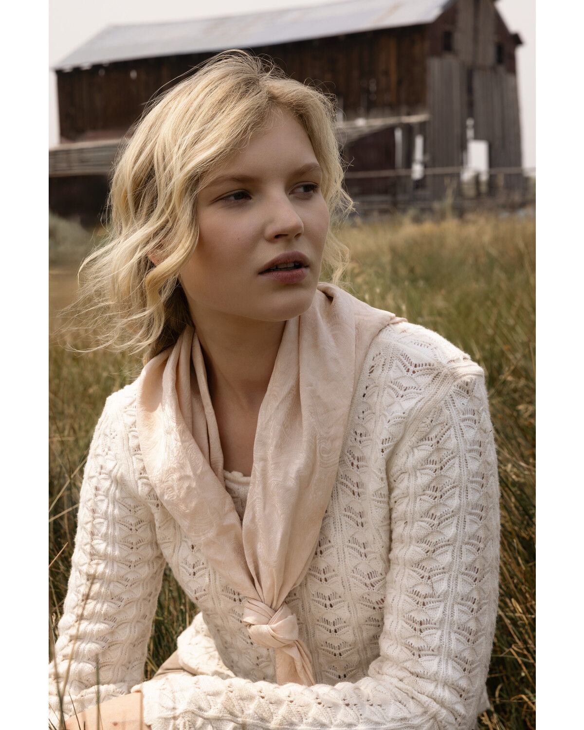 Image #1 - Shyanne Women's Bell Sleeve Pointelle Sweater, Off White, hi-res