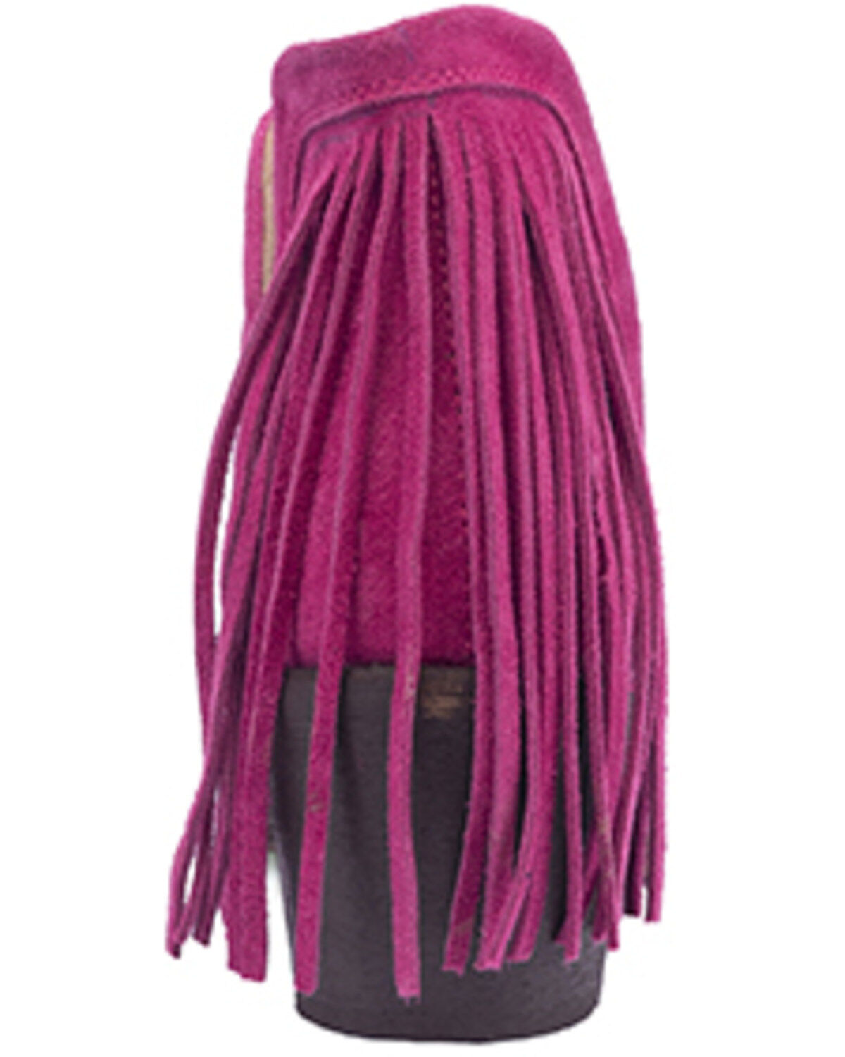Image #4 - Circle G Women's Fringe Studded Roughout Booties - Round Toe, Pink, hi-res