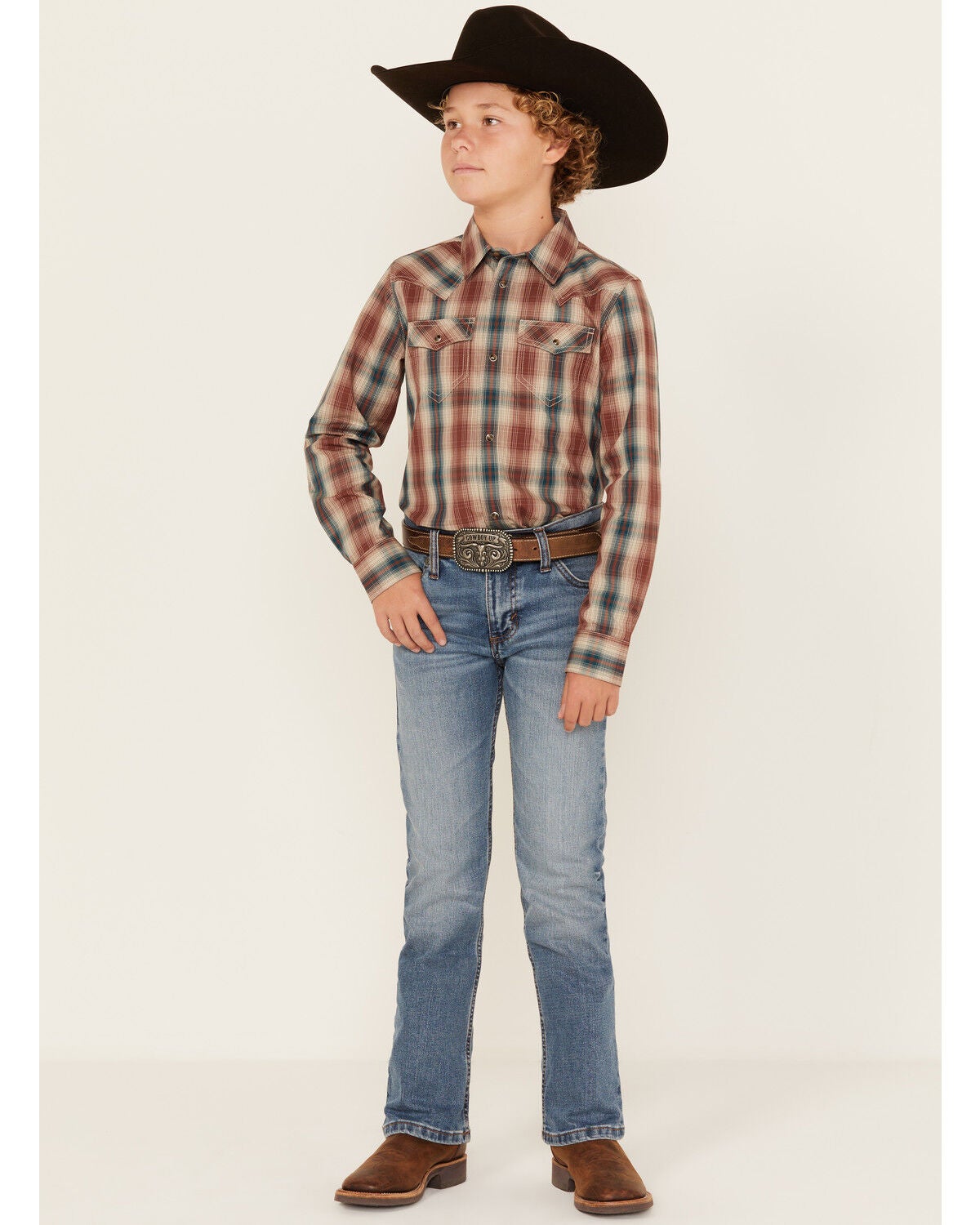 Wrangler 20X Boys' Wright 42 Vintage Bootcut Stretch Denim Jeans, Blue, hi-res