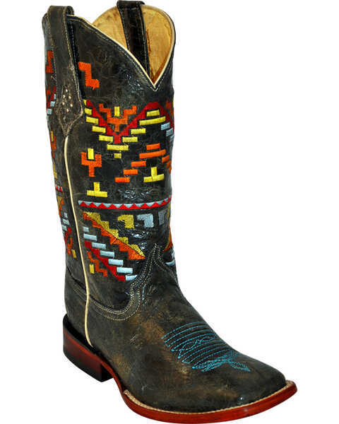 Image #1 - Ferrini Women's Southwestern Pattern Western Boots - Square Toe, , hi-res