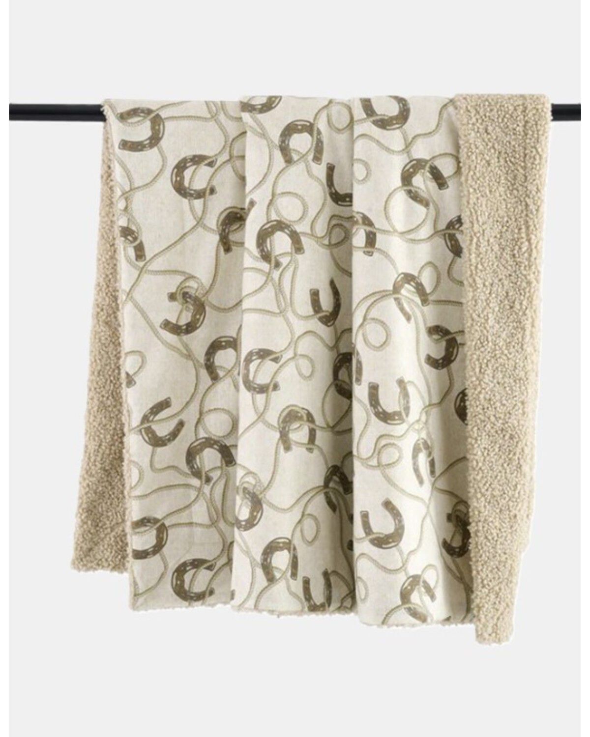 Image #1 - HiEnd Accents Pierre Equestrian Cotton Sateen Teddy-Backed Throw Blanket, Brown, hi-res