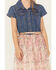 Sugar California Girls' Denim and Floral Print Skirt Dress, Ivory, hi-res