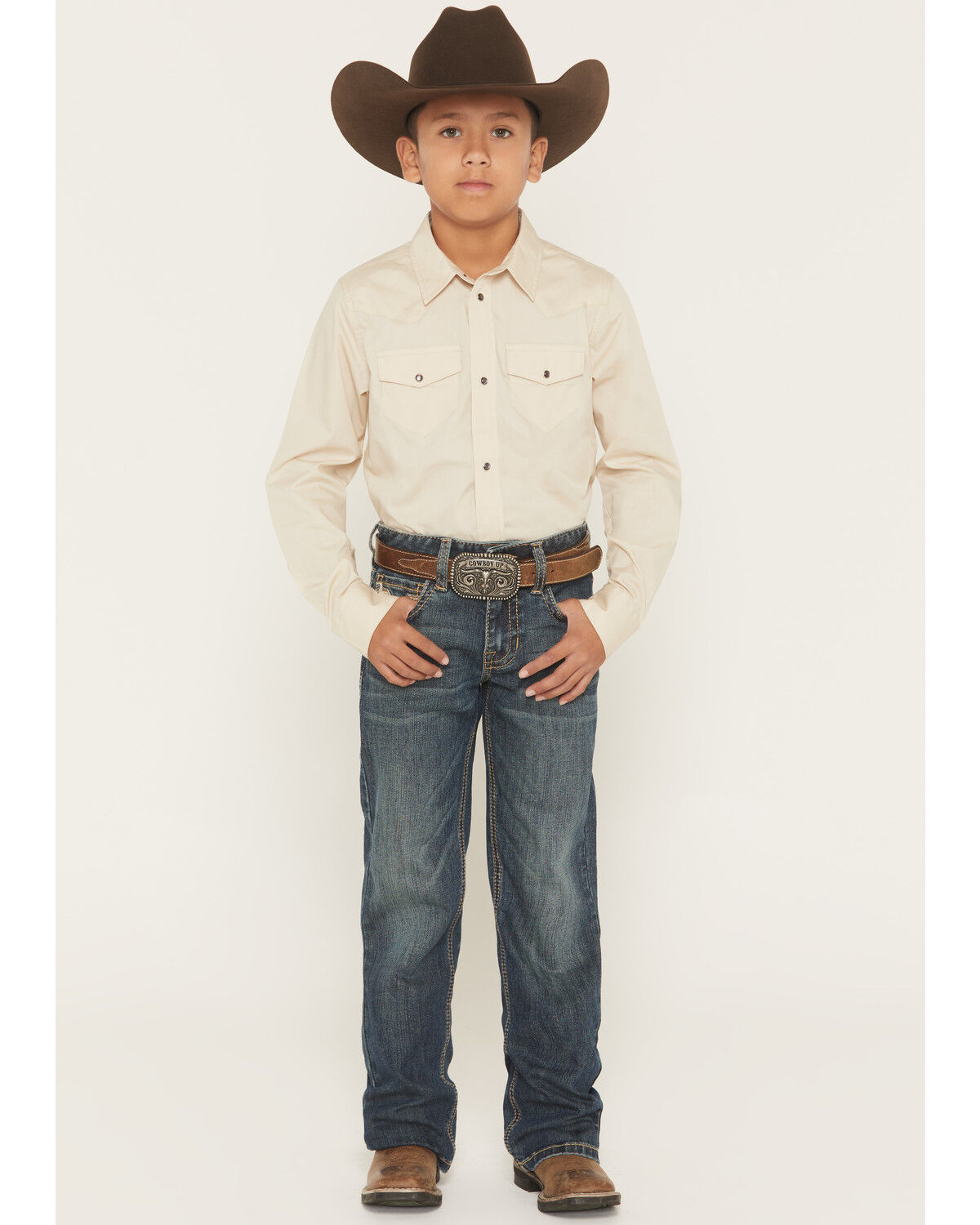 Image #1 - Rock & Roll Denim Boys' Medium Wash Bootcut Stretch Denim Jeans, Medium Wash, hi-res