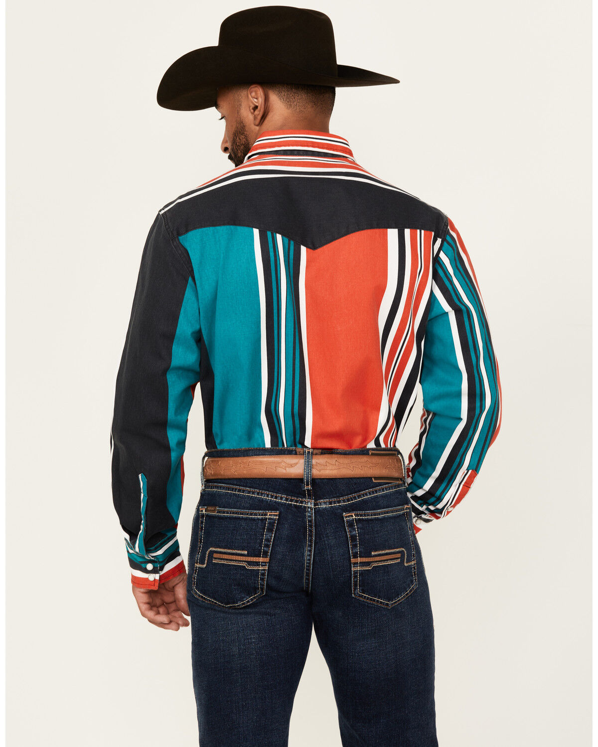 Image #4 - Wrangler Men's Vintage Brushpopper Striped Long Sleeve Snap Western Shirt, , hi-res