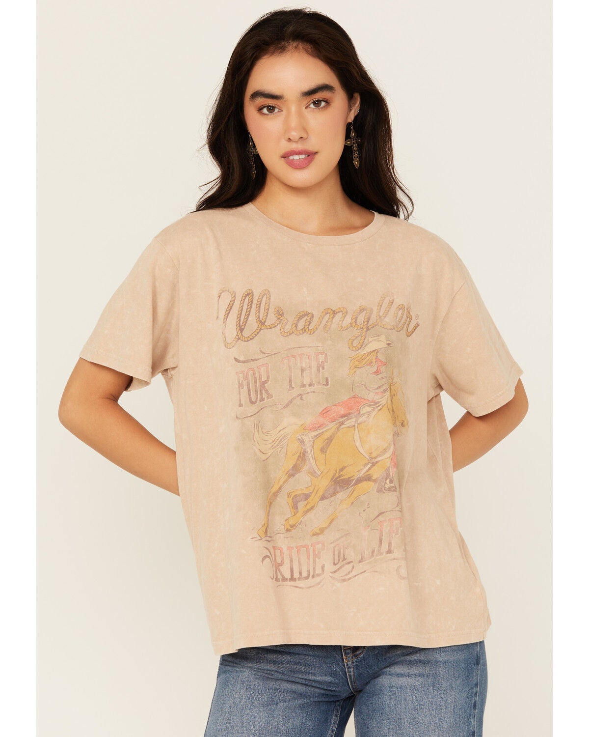Wrangler Women's Ride Of Life Short Sleeve Graphic Tee, Beige, hi-res