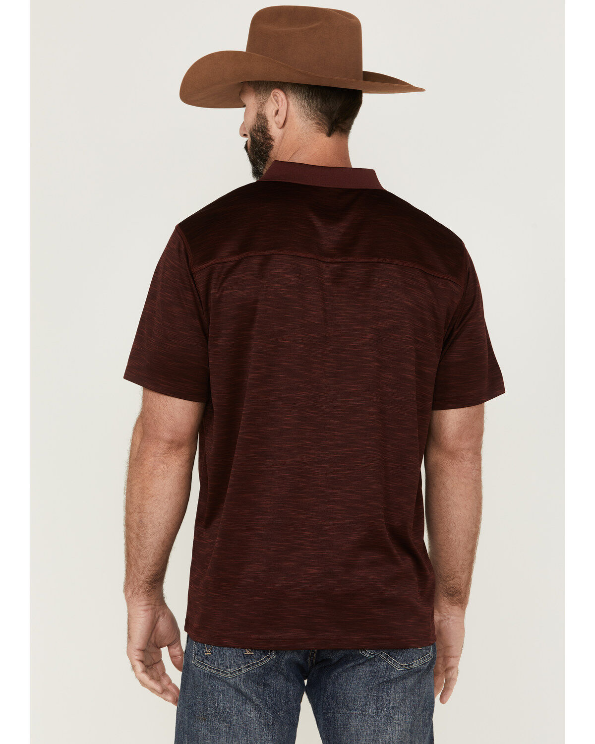 Image #4 - RANK 45® Men's Elite Stripe Performance Polo Shirt, Burgundy, hi-res