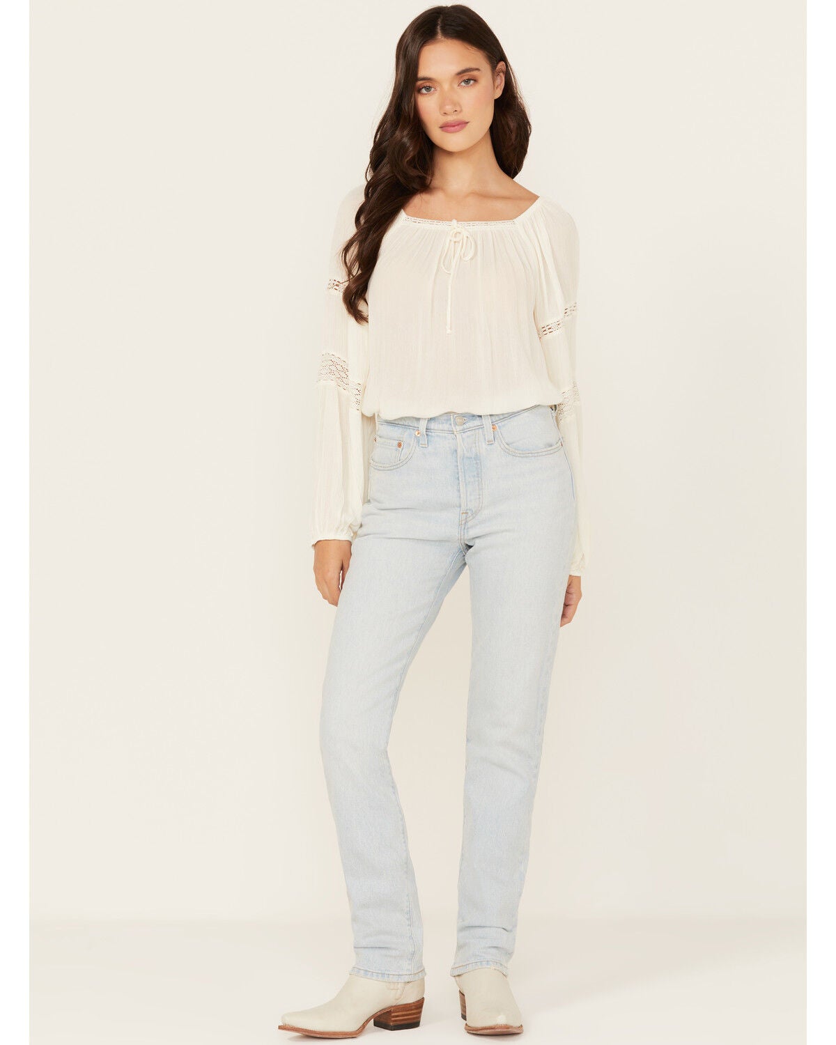 Levi's Women's Stepped Away Light Wash High Rise 501 Straight Stretch Denim Jeans, Light Wash, hi-res