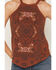 Image #3 - Shyanne Women's Wren Floral Embroidered Halter Tank Top, Brown, hi-res