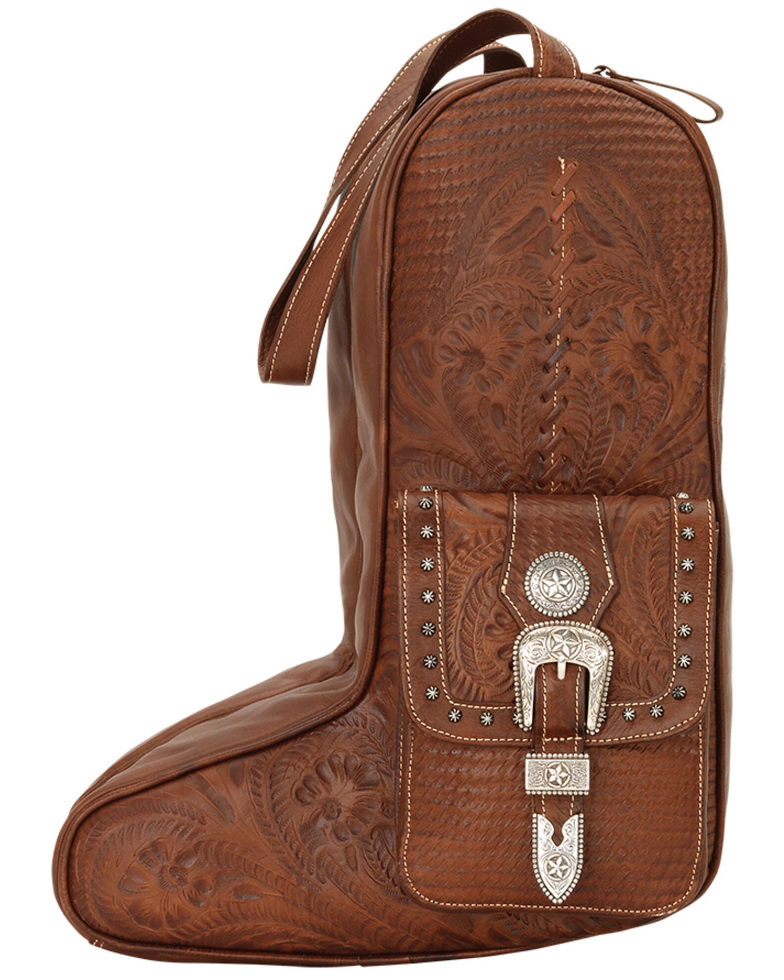 American West Zip-Around Antique Tan Leather Boot Bag | Boot Barn