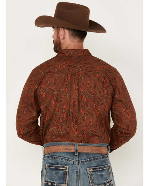 Image #4 - Cody James Men's Tortuga Paisley Print Button Down Western Shirt , Brown, hi-res