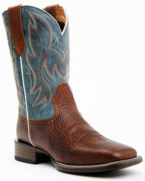Cody James Men's Hoverfly Dakota Western Performance Boots - Broad Square Toe, Brown/blue, hi-res