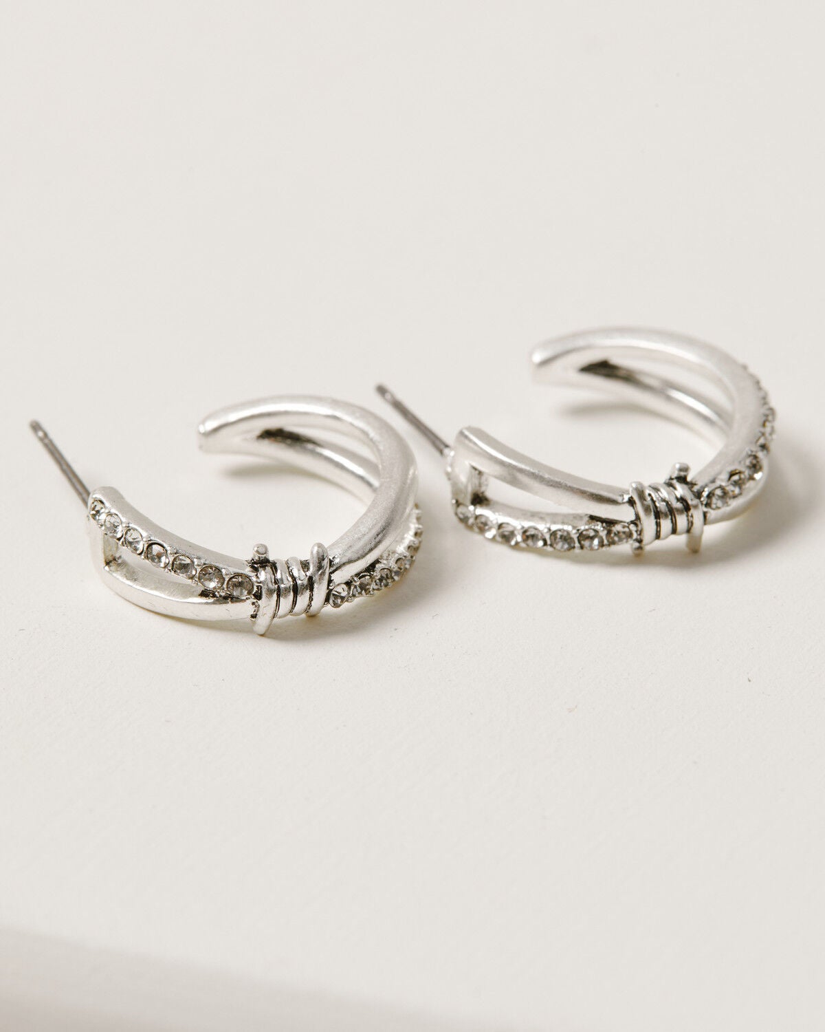 Image #2 - Lainey Wilson Women's Barbed Wire Embellished Hoop Earrings, Silver, hi-res