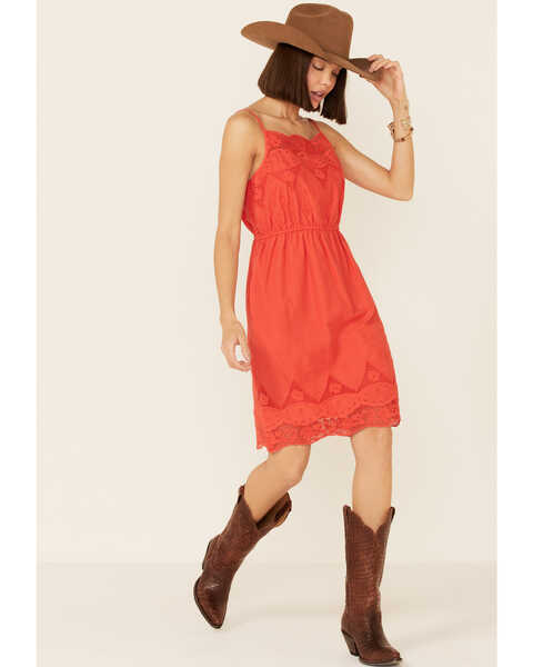 Image #2 - Stetson Women's Eyelet & Lace Dress, Red, hi-res
