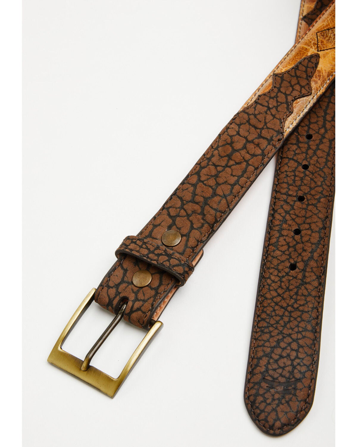 Image #2 - Hondo Boots Men's Bullhide Contrast Leather Belt, Brown, hi-res