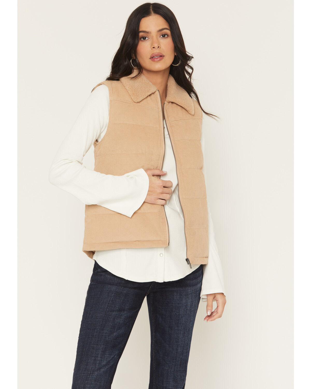 Image #2 - Idyllwind Women's Midvale Corduroy Embroidered Puffer Vest, Khaki, hi-res