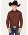 Image #1 - Rock & Roll Denim Boys' Medallion Geo Print Long Sleeve Snap Western Shirt, Burgundy, hi-res