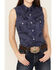 Image #3 - Wrangler Women's Sleeveless Southwestern Snap Western Shirt, Blue, hi-res