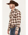Image #2 - Wrangler Retro Men's Plaid Print Long Sleeve Snap Western Flannel Shirt , Brown, hi-res