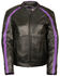 Image #1 - Milwaukee Leather Women's Stud & Wing Leather Jacket - 5XL, Black/purple, hi-res