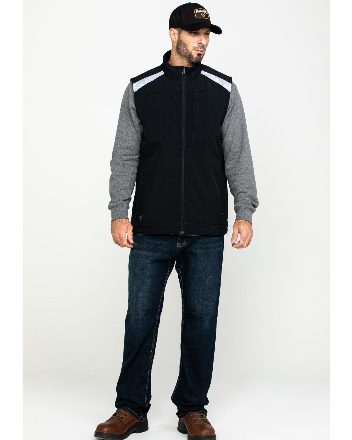 Image #6 - Hawx Men's Reflective Softshell Moto Work Vest, Black, hi-res