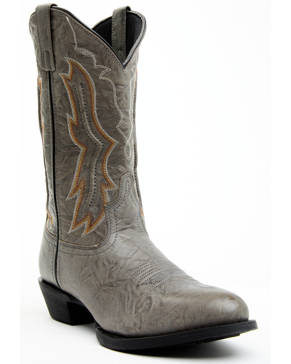 Laredo Men's Fancy Stitch Performance Western Boots - Round Toe, Grey, hi-res