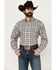 Image #1 - Cinch Men's Plaid Print Long Sleeve Button-Down Western Shirt, Grey, hi-res