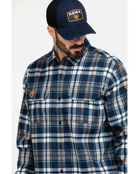 Image #5 -  Hawx Men's FR Plaid Print Long Sleeve Woven Work Shirt - Big , Blue, hi-res