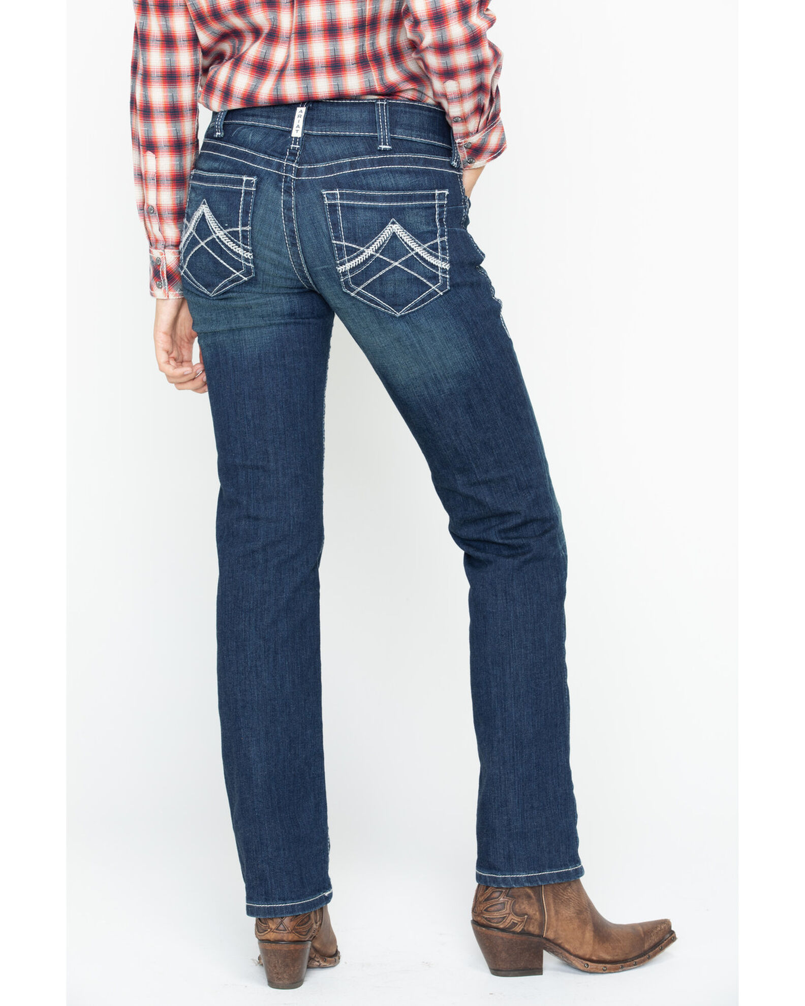 Image #3 - Ariat Women's Real Denim Ocean Straight Leg Riding Jeans, Indigo, hi-res