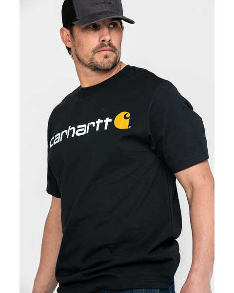 Image #1 - Carhartt Men's Signature Logo Graphic Short Sleeve Work T-Shirt , Black, hi-res