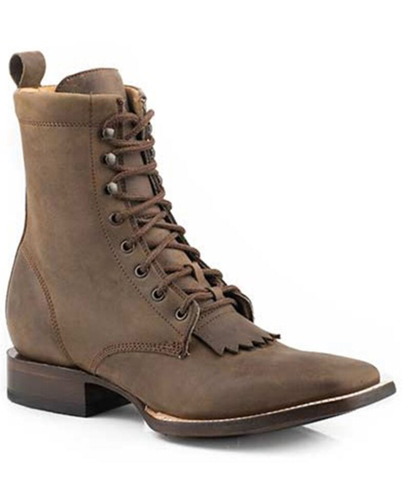 Roper Men's Brown Roper Lacer Hybrid Sole Lace-Up Western Boot - Square Toe , Brown, hi-res