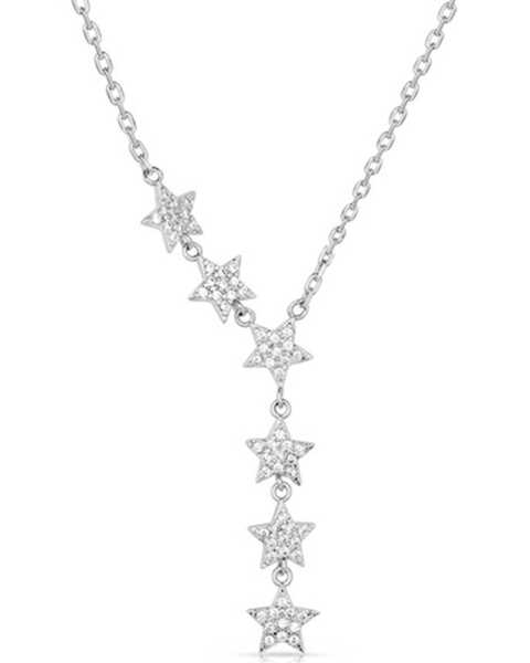 Montana Silversmiths Women's Guiding North Crystal Necklace , Silver, hi-res