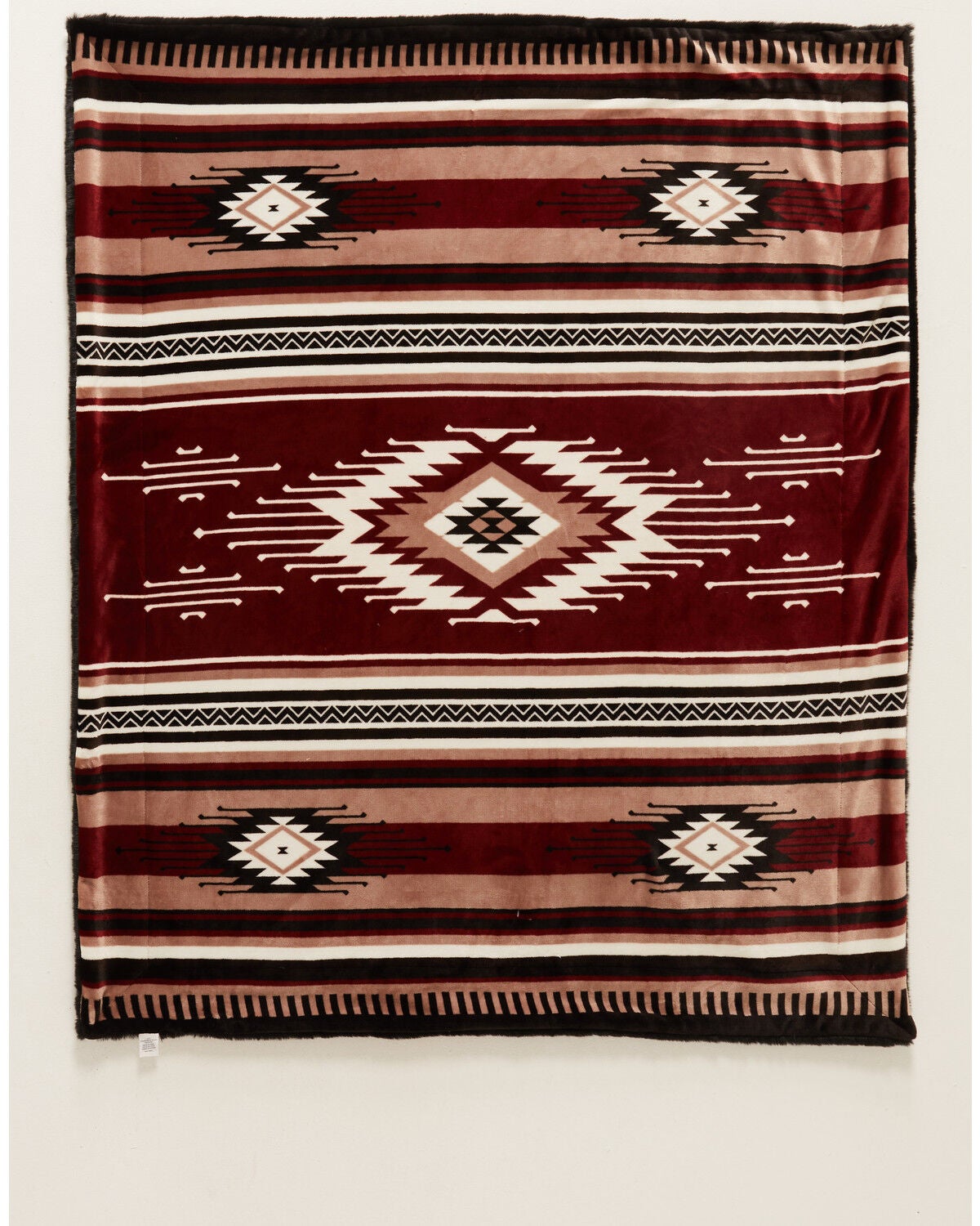 Image #2 - Boot Barn Prescott Southwestern Print Faux Fur Blanket, Red, hi-res