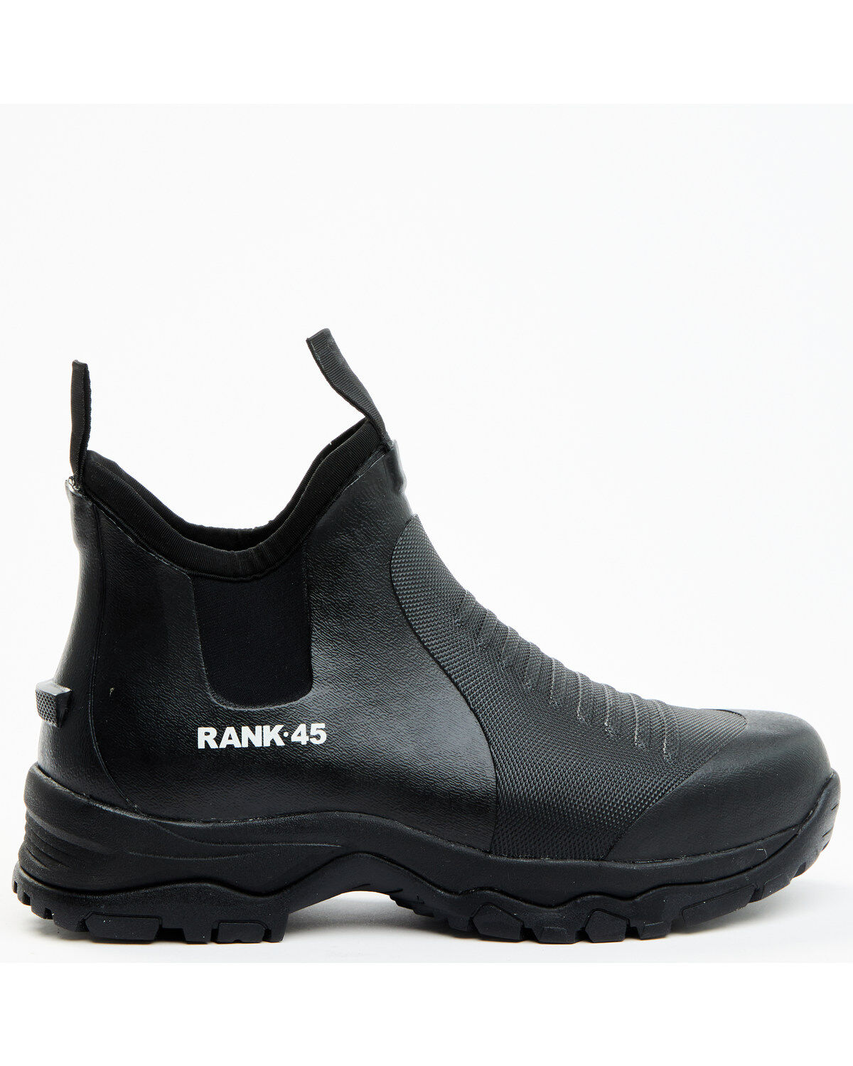 Image #2 - RANK 45® Men's 6.5" Rubber Ankle Boots - Round Toe, Black, hi-res