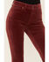 Image #2 - Shyanne Women's Syrah High Rise Velveteen Stretch Flare Jeans, Dark Red, hi-res