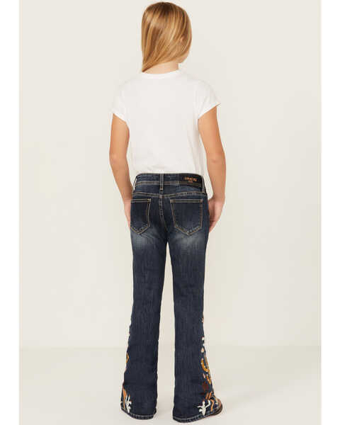 Image #3 - Grace in LA Girls' Medium Wash Cactus Embroidered Stretch Flare Jeans , Medium Wash, hi-res
