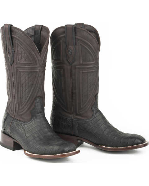 Stetson Men's Houston Caiman Exotic Boots, Black, hi-res