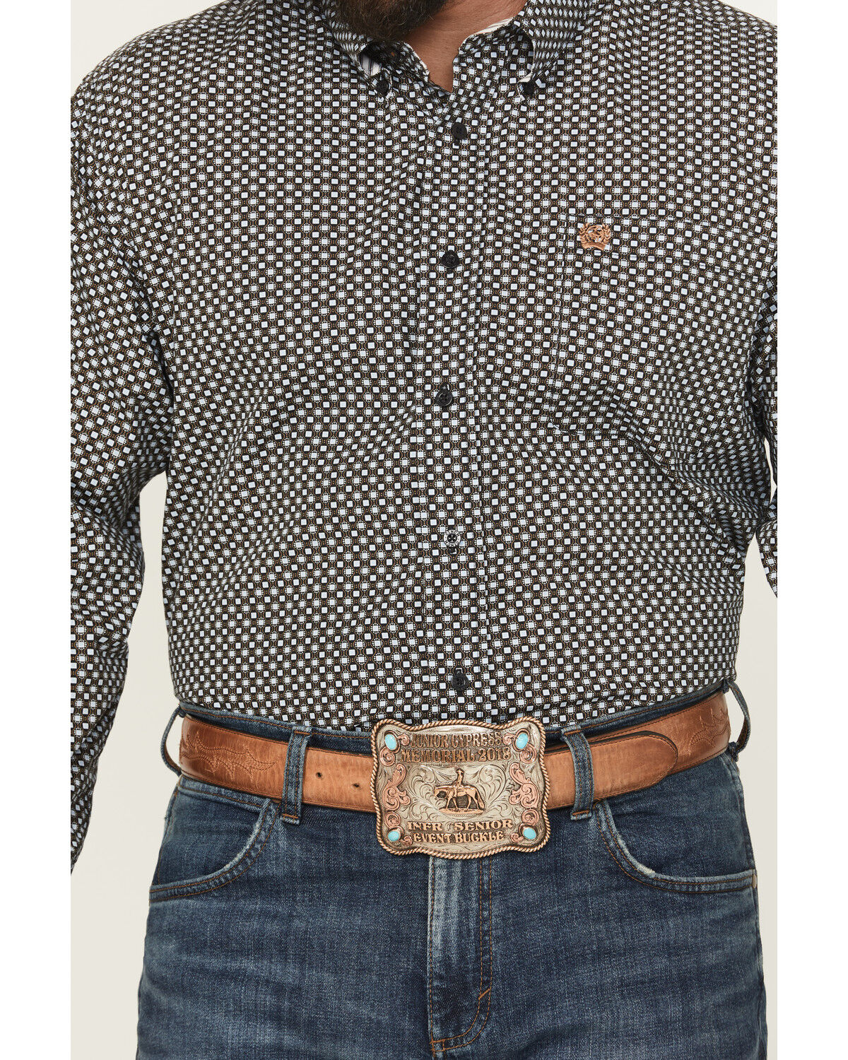 Image #3 - Cinch Men's Geo Print Long Sleeve Button-Down Western Shirt, Black, hi-res