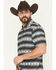 Image #2 - Cowboy Hardware Men's Southwestern Striped Print Short Sleeve Snap Polo, Black, hi-res