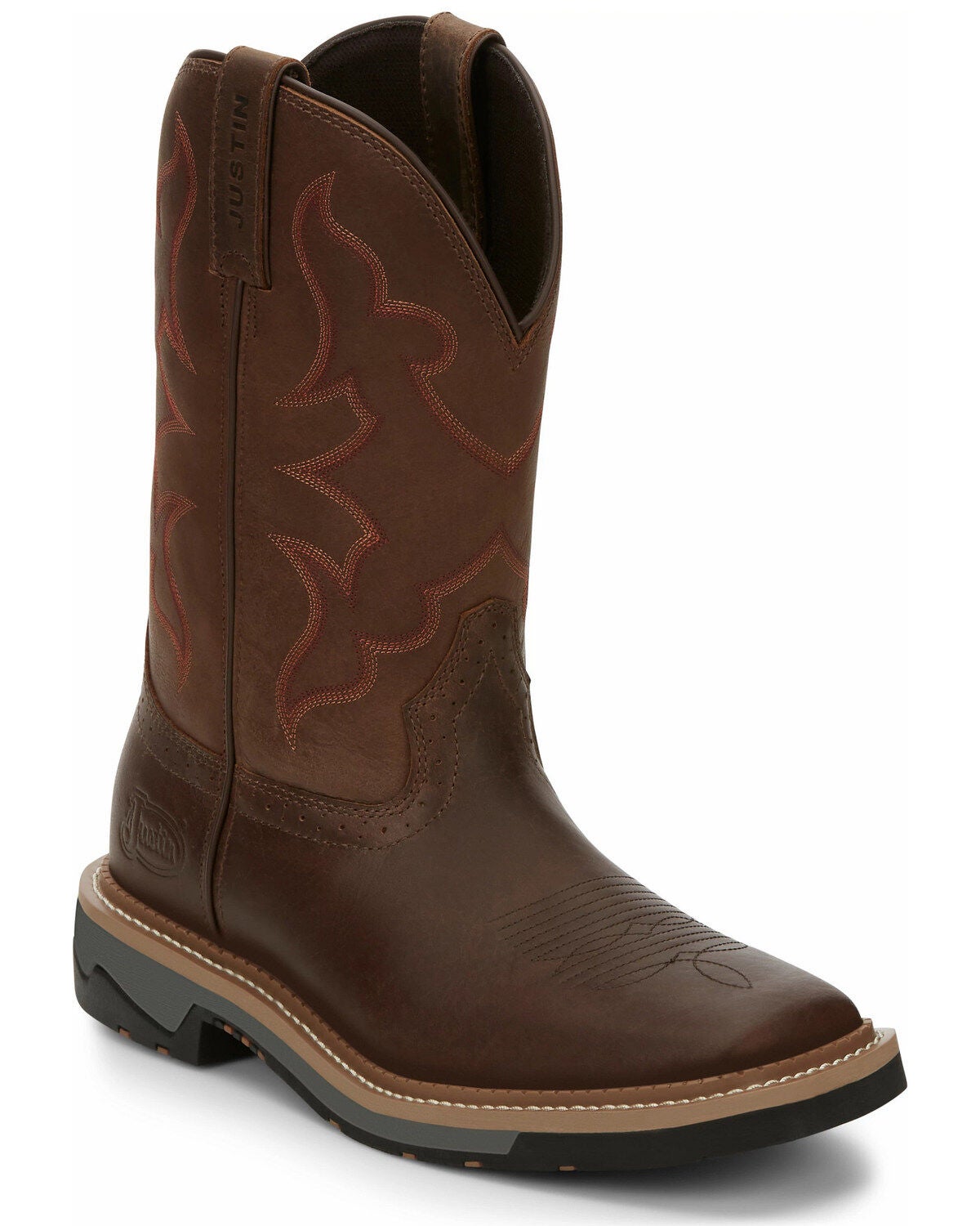 Justin Men's Boot Barn Exclusive Carbide Western Work Boots - Soft Toe, Brown, hi-res