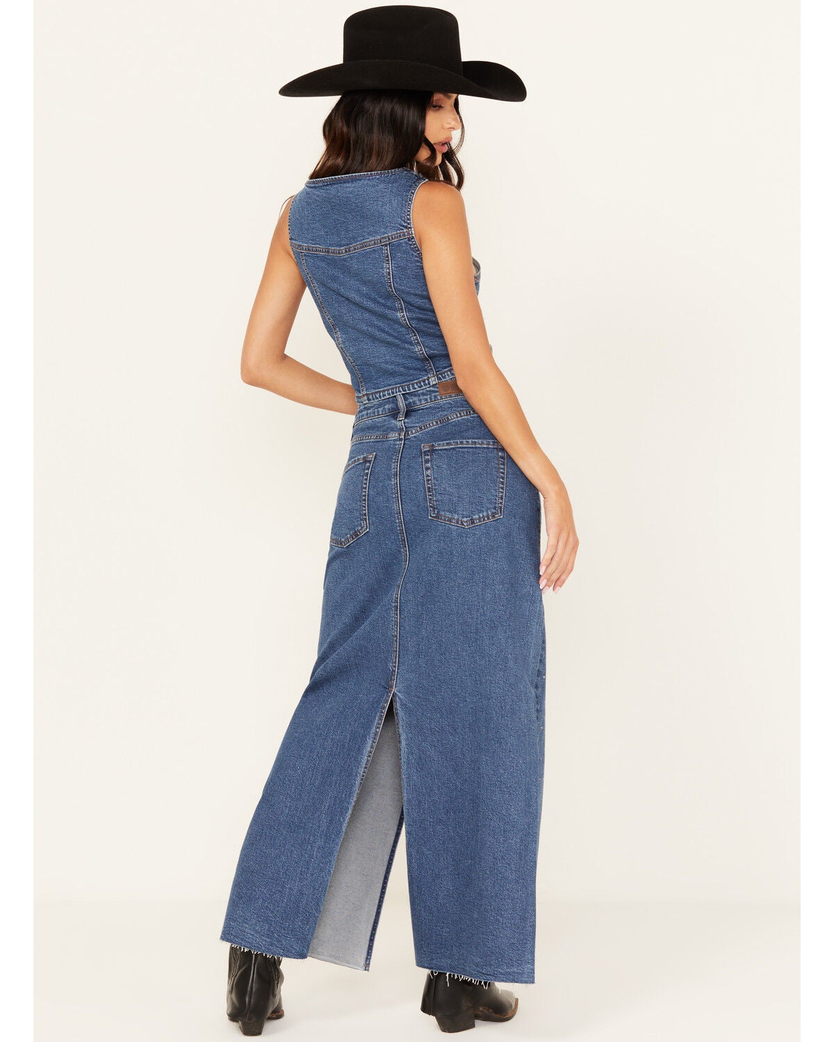 Image #3 - Rock & Roll Denim Women's Medium Wash Rhinestone Studded Maxi Skirt, Medium Wash, hi-res