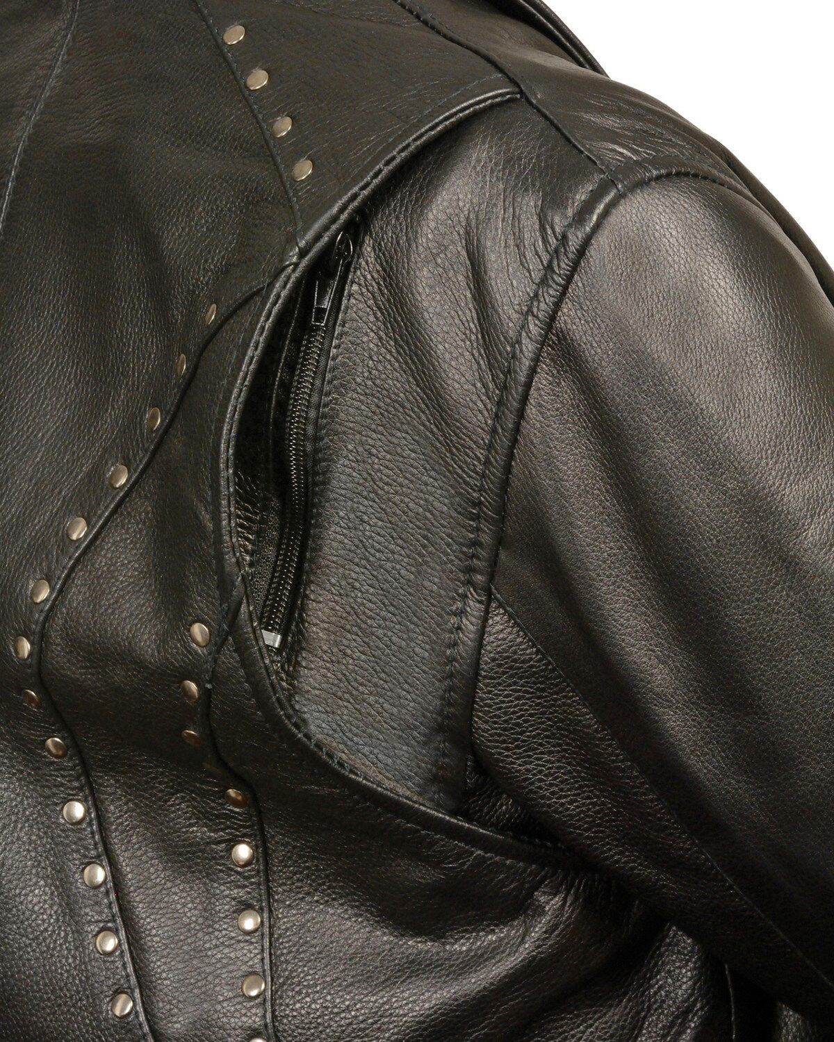 Image #4 - Milwaukee Leather Women's Classic Studded Motorcycle Leather Jacket, Black, hi-res