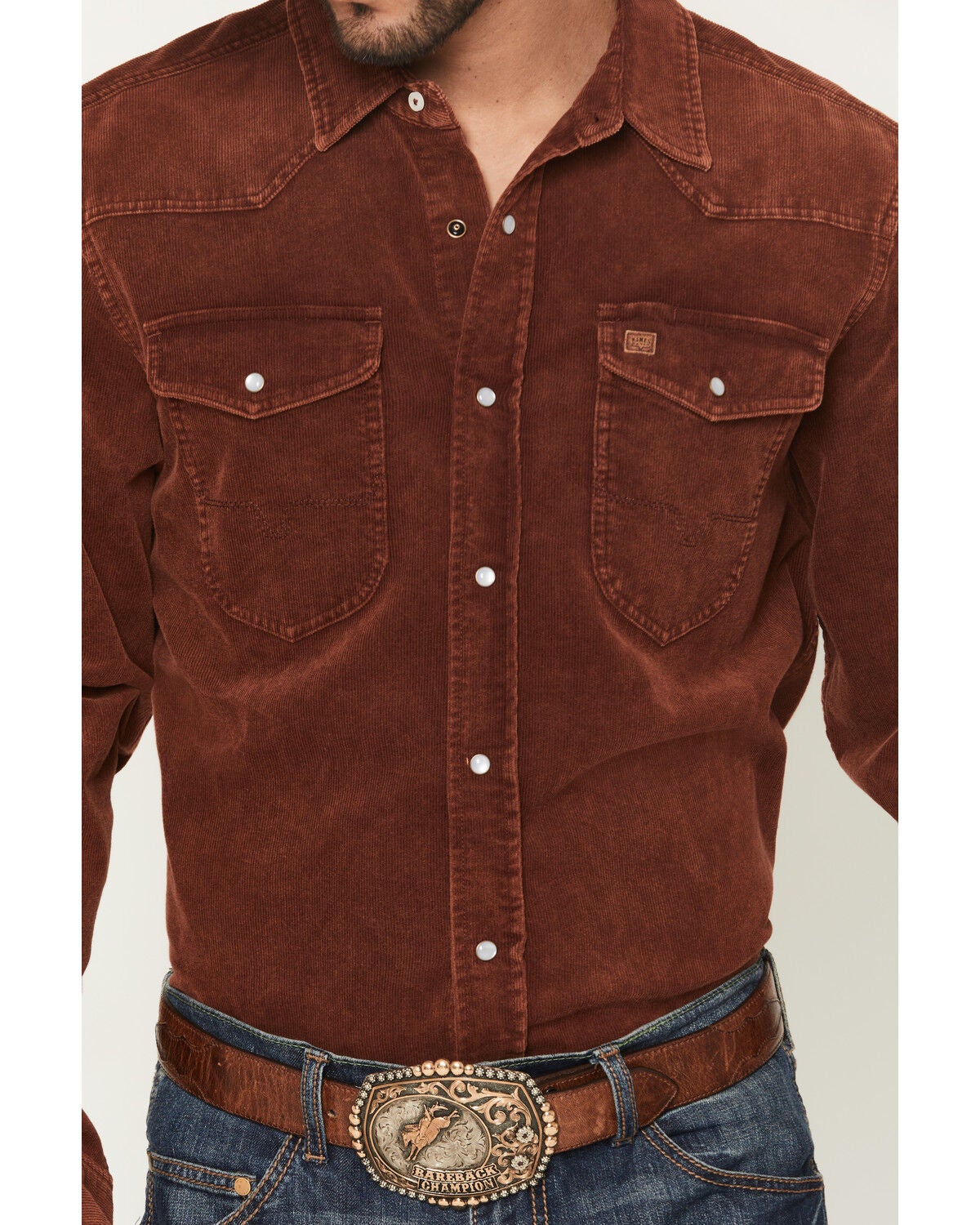 Image #3 - Kimes Ranch Men's Catalina Corduroy Solid Long Sleeve Pearl Snap Western Shirt, Rust Copper, hi-res