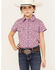Image #1 - Shyanne Girls' Printed Short Sleeve Button-Down Western Stretch Shirt, Purple, hi-res