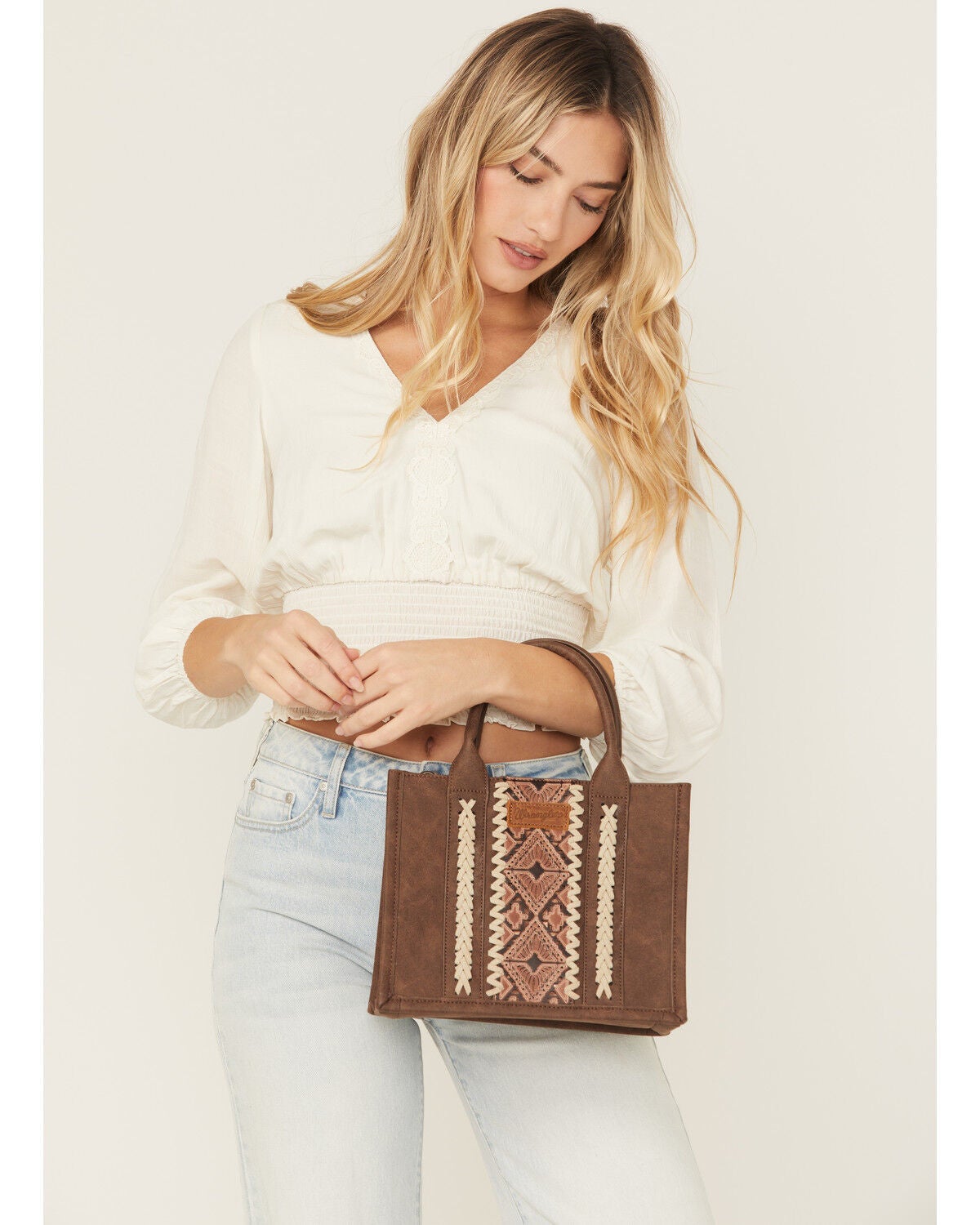 Wrangler Women's Boot Barn Exclusive Braided Crossbody Purse, Brown, hi-res