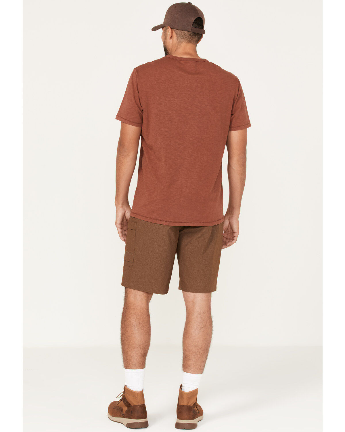 Image #4 - Brothers and Sons Men's Stretch Ripstop Brown Slim Straight Cargo Shorts, Brown, hi-res