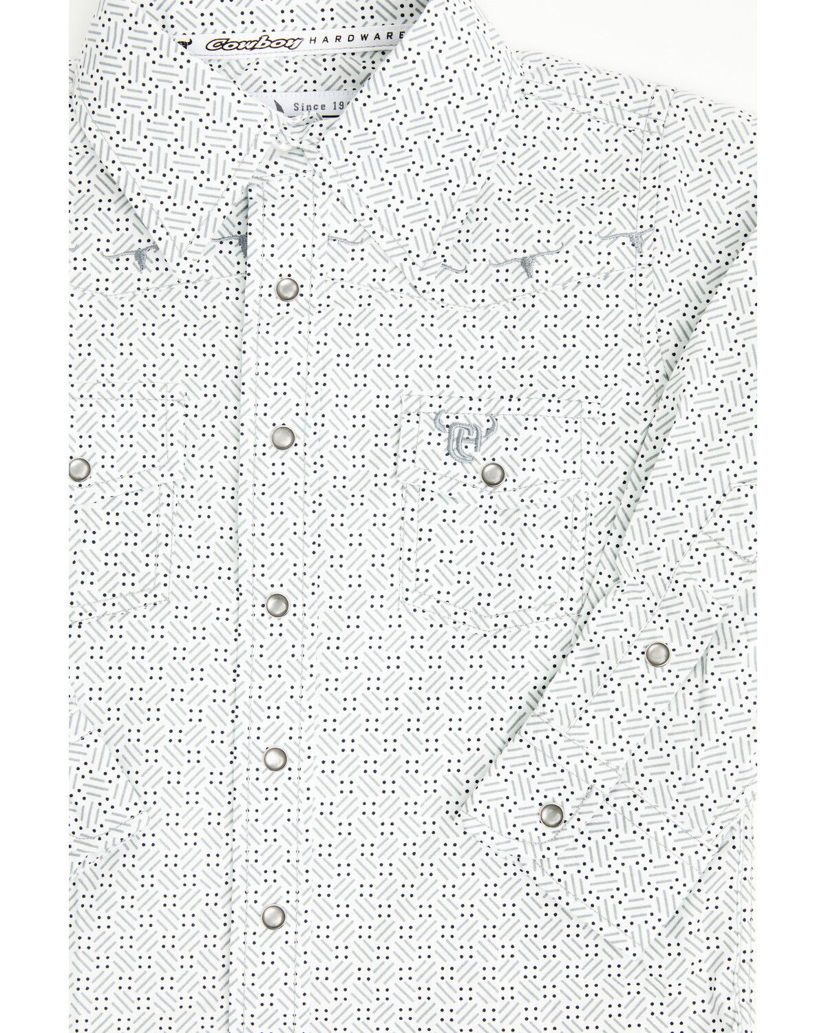 Image #2 - Cowboy Hardware Toddler Boys' Geo Print Long Sleeve Pearl Snap Stretch Western Shirt, White, hi-res