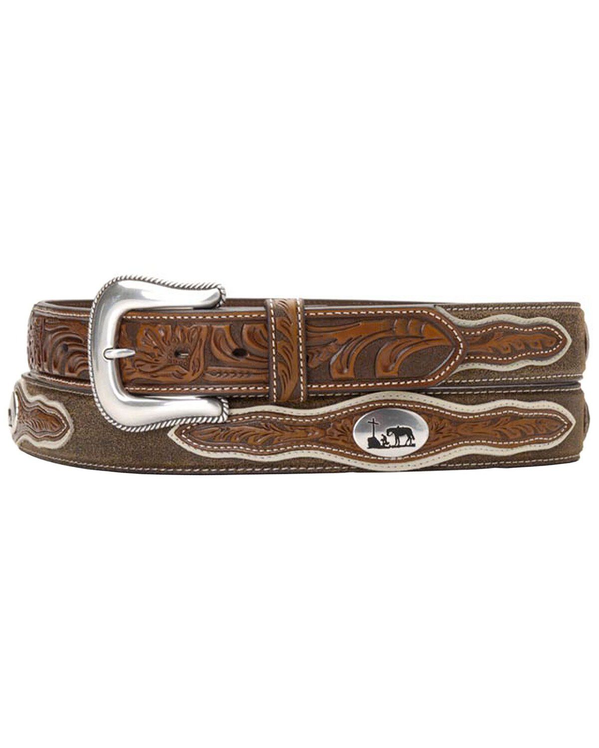 Image #1 - Nocona Cowboy Prayer Concho Tooled Billets Belt, , hi-res