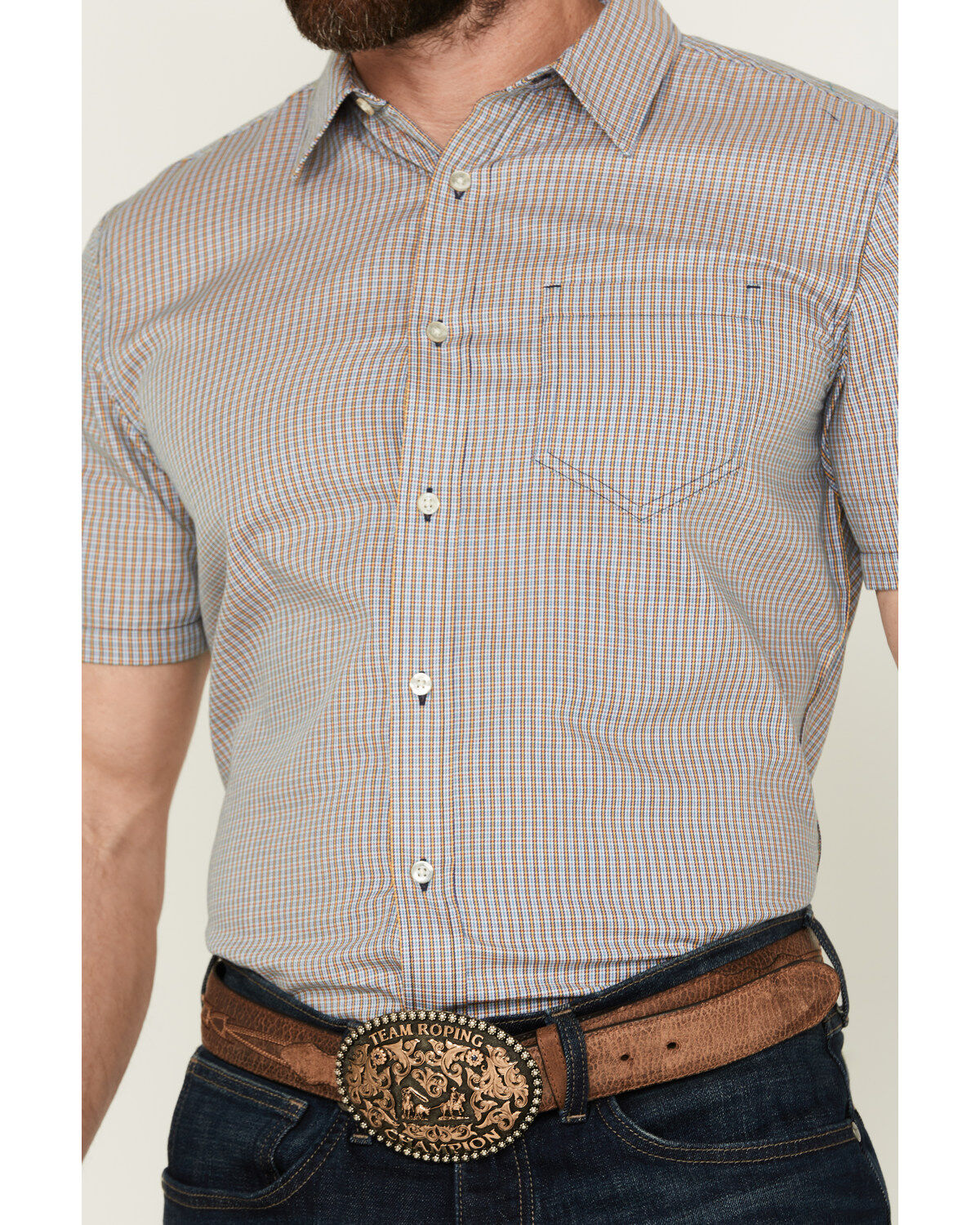 Image #3 - Gibson Men's Gold Cave Plaid Print Short Sleeve Button-Down Western Shirt, Multi, hi-res