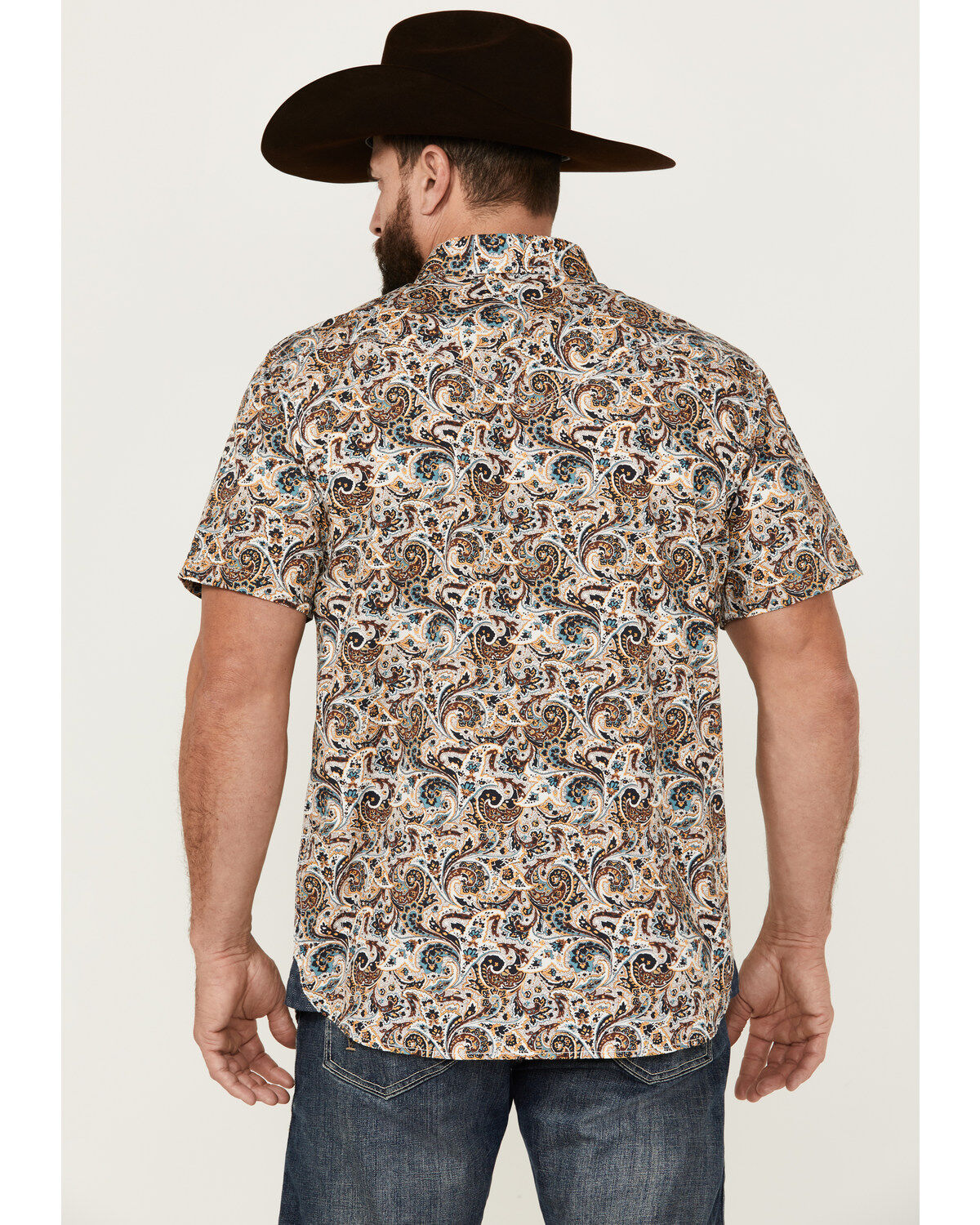 Product Name:  Moonshine Spirit Men's Sicilly Paisley Print Short Sleeve Snap Western Shirt